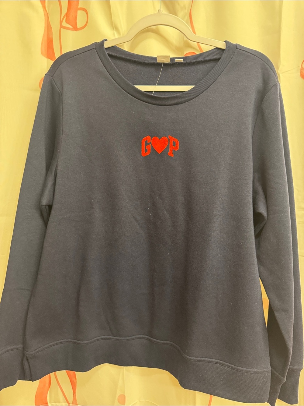 GAP Navy Crewneck Sweatshirt with Red Heart Logo